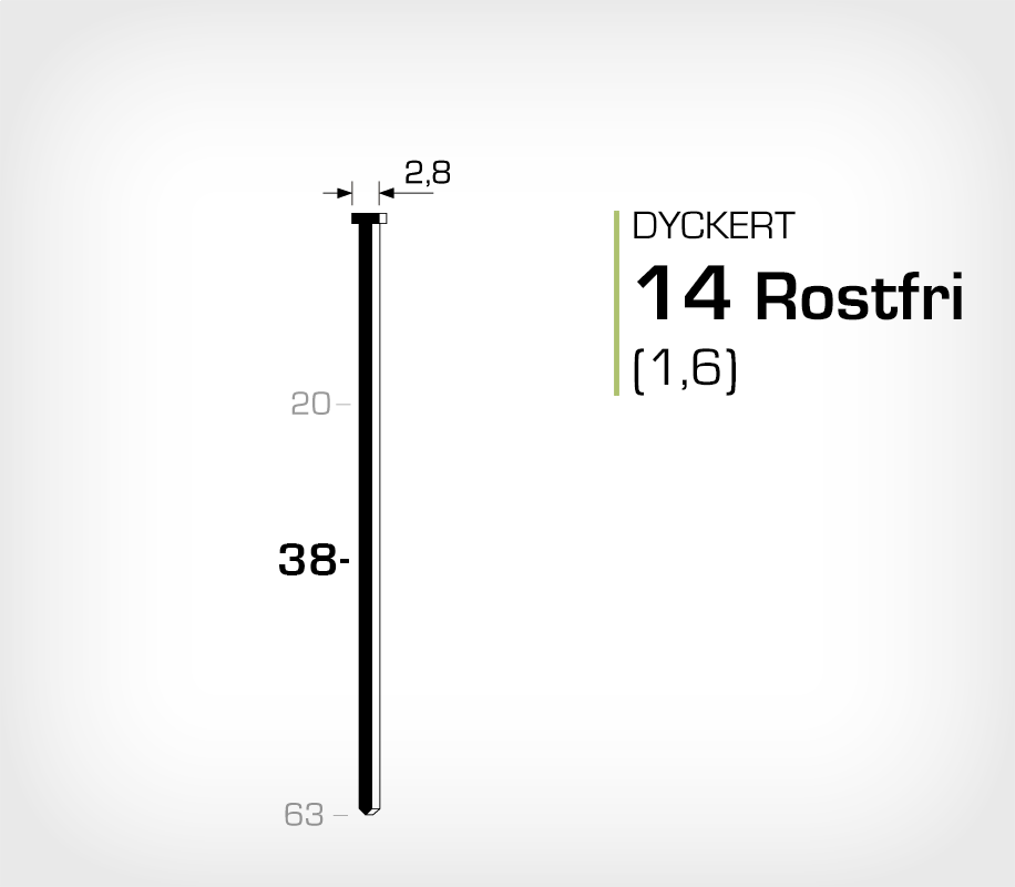 Rostfri dyckert 14/38 SS (SKN 16-38 SS)