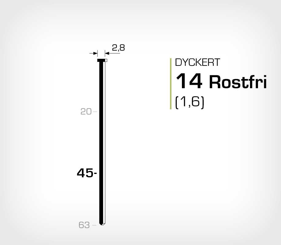 Rostfri dyckert 14/45 SS (SKN 16-45 SS)